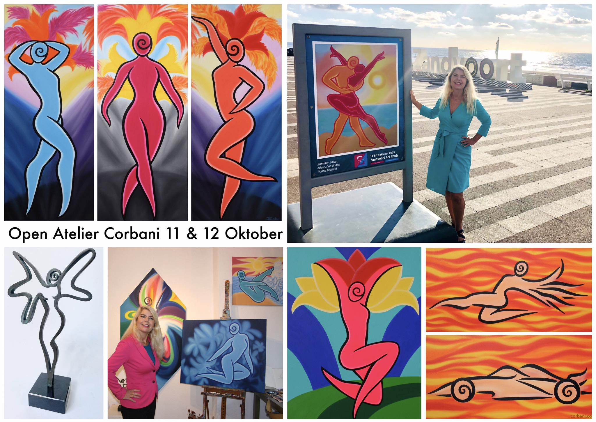 open atelier Corbani 2025 Uitnodinging Open Atelier Dona Corbani tijdens Zandvoort Art 2025 met schilderijen en sculpturen